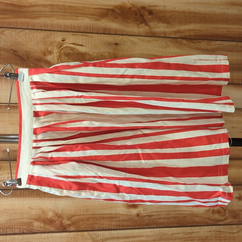 Modcloth Red & Ivory  White Striped Skirt Size Small **Defect